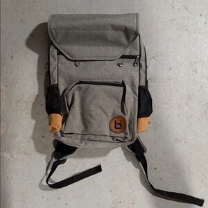Ball is life Canvas Gray Men's Backpack with Tan Accents